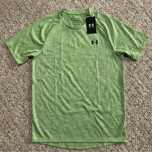 New Under Armour Men's Green Striped Tshirt - Size S NWT